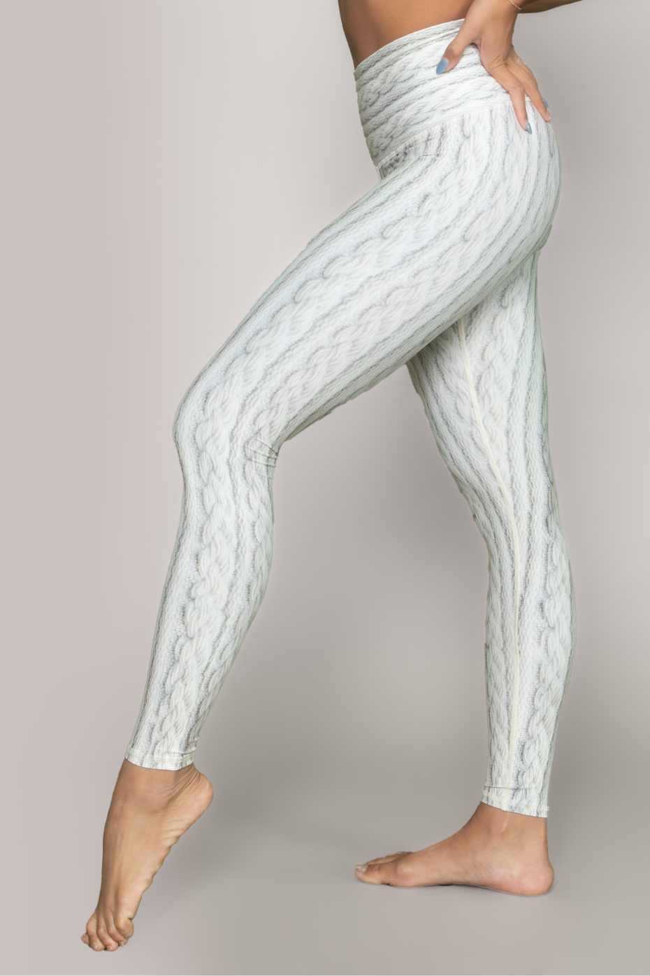 CABLE KNIT LEGGINGS - Green / Blue